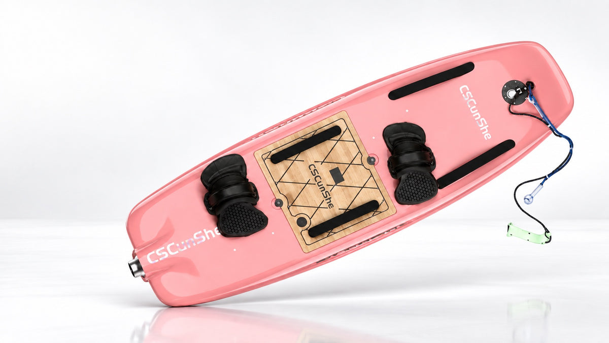 Pink electric jetboard — reference-derived draft visualization; final configuration to be confirmed